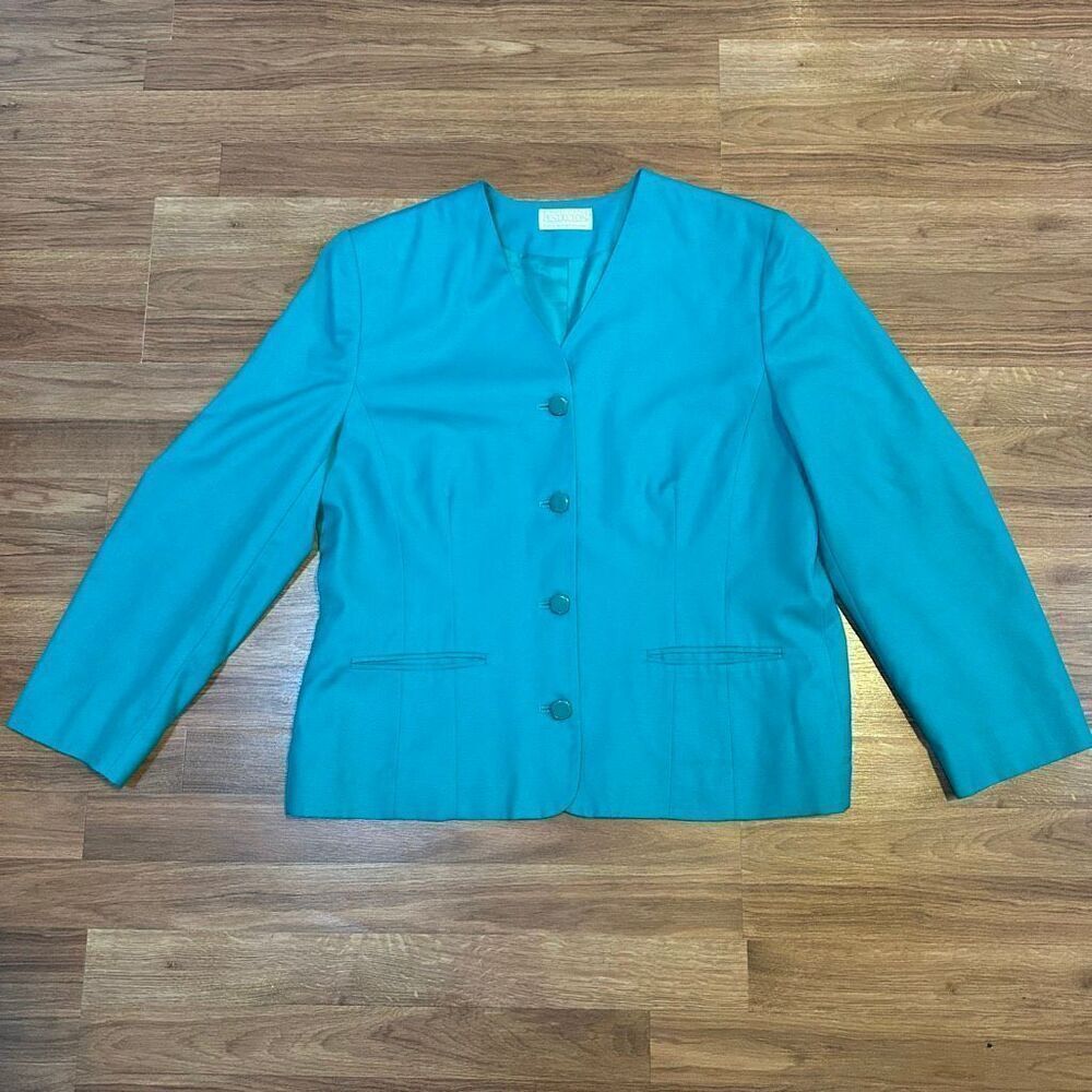 Pendleton Blazer Blue Teal Woven Lined Button Up | Women Size 18